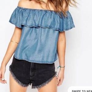 Off the Shoulder denim blue Top